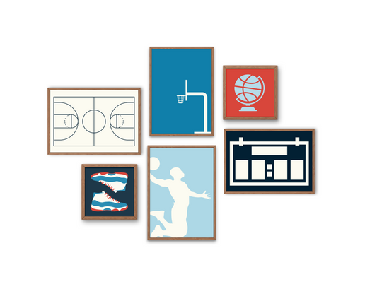 Modern Style Basketball Prints (Set of 6) | Digital Download