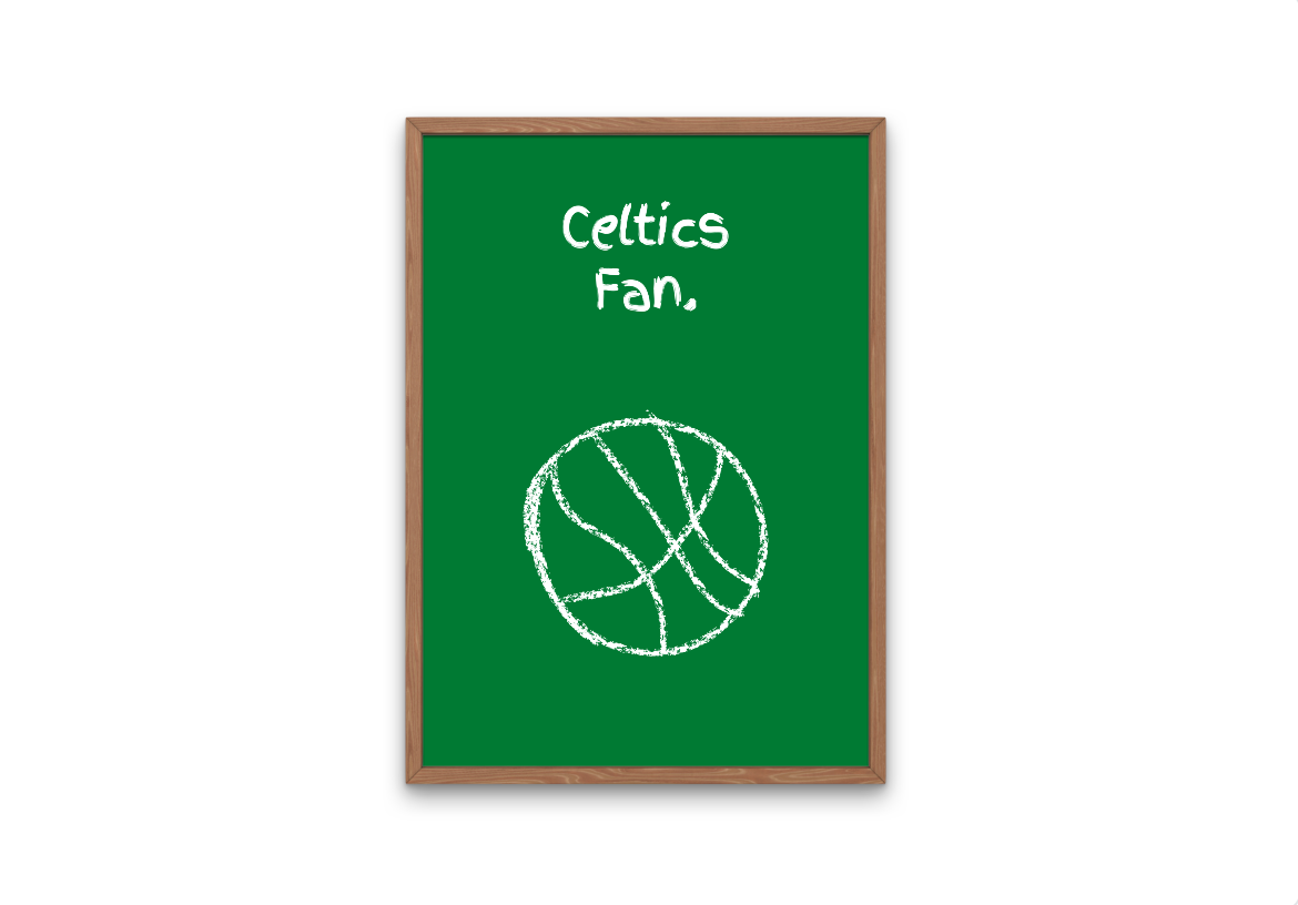 Boston Celtics "Celtics Fan" Crayon Drawing Team Print | Digital Download